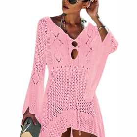 top-rated Crochet flare sleeve dress, crochet dress