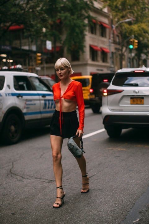 New York street style strappy sandals